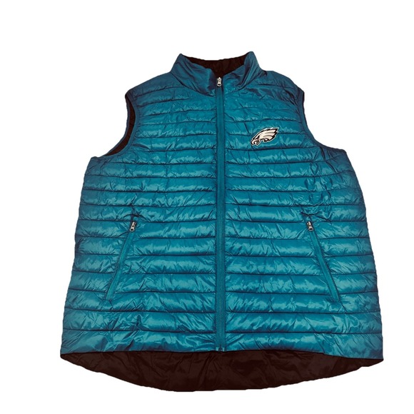 Philadelphia Eagles Men's Size 2XL Green Puffer Vest Zip Up Jacket NFL Football - Picture 1 of 8